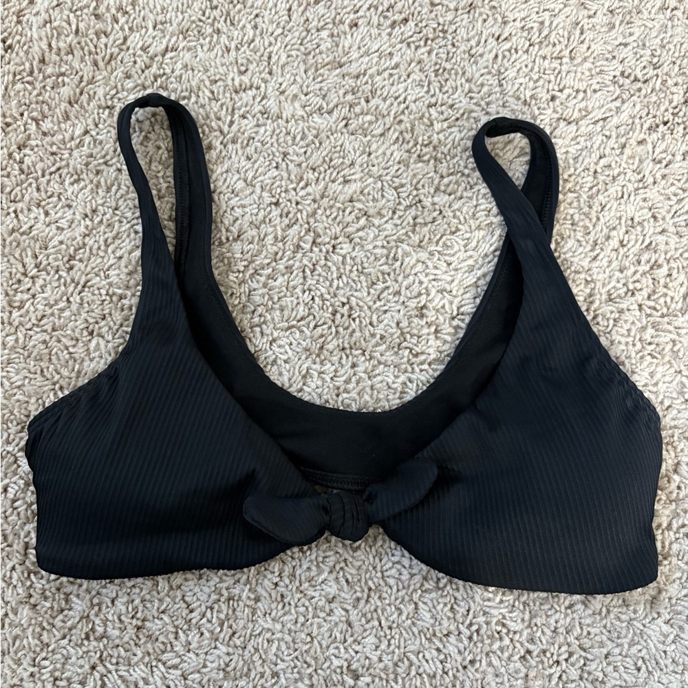 Black Ribbed Bikini Top